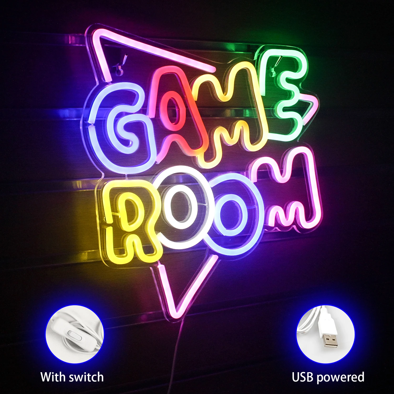 Lampu Neon LED Game tanda Neon warna-warni untuk Dekor dinding lampu Neon USB zona Game dekorasi pesta kamar tidur lampu dinding Game papan lampu