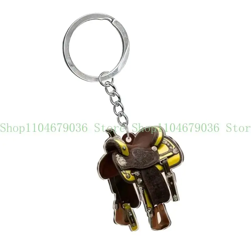 652F Stylish Acrylic Horse Saddles Keychain For Car Mirror Decoration Hanging Ornament Gift Home Decors And Locker Use