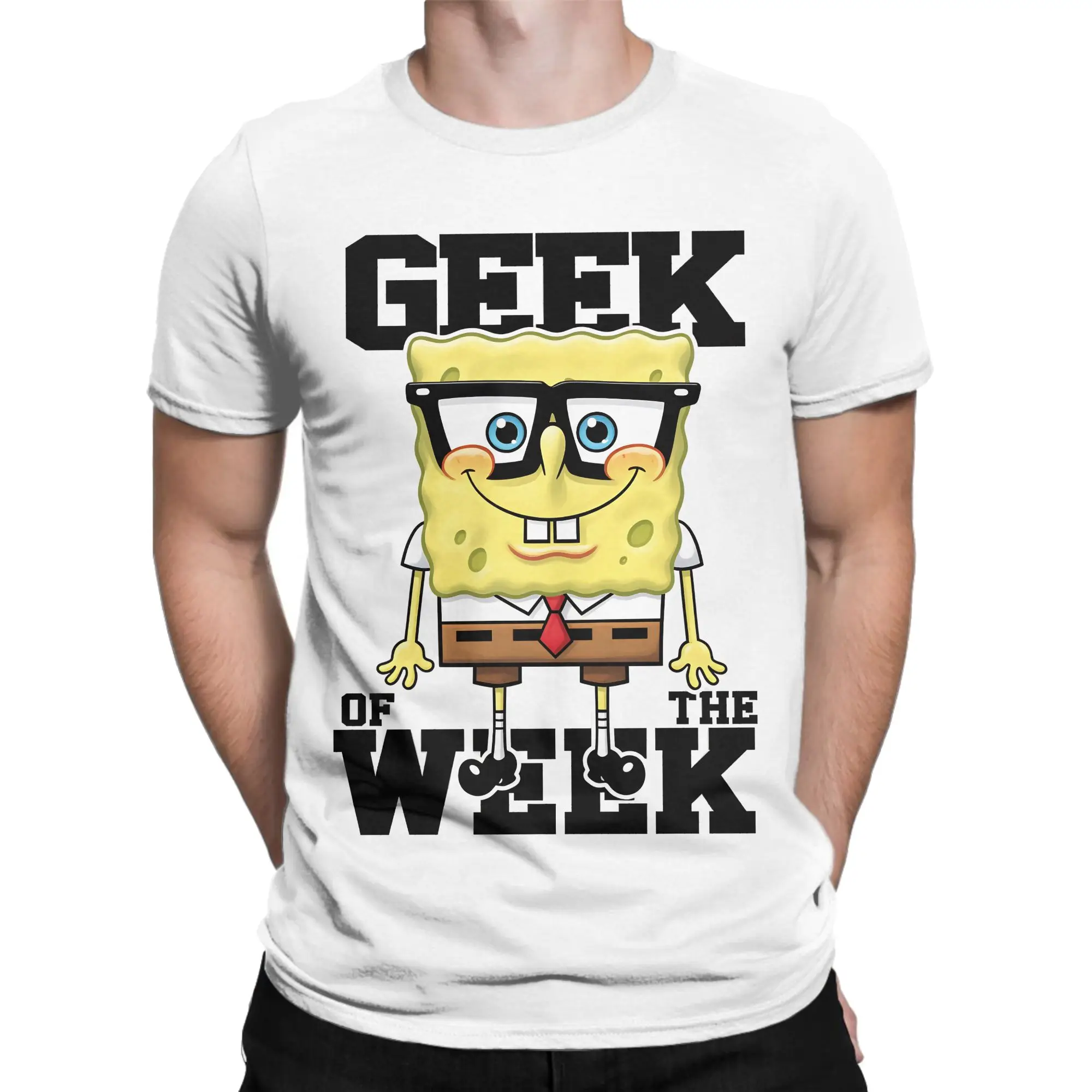 Novelty Spongebobs T-Shirt Men Crew Neck Cotton T Shirts  Short Sleeve Tees Gift Clothing