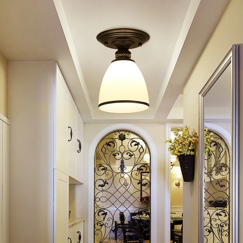 E27 مصباح سقف واحد صغير من الزجاج البسيط المستدير لإضاءة شرفة المدخل والشرفة