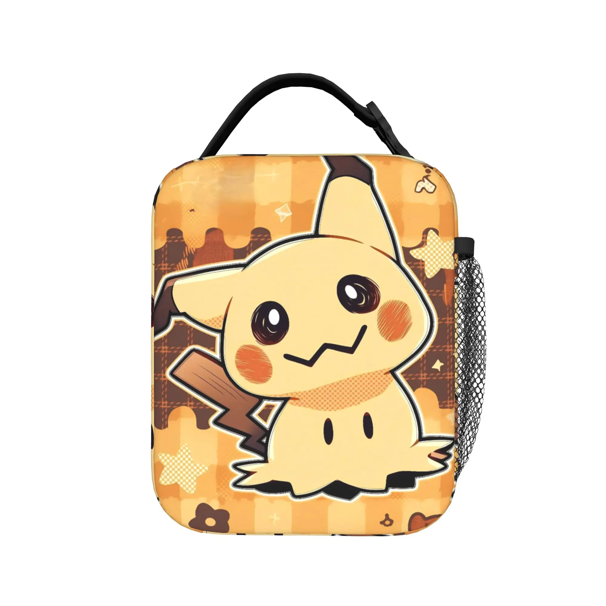 Mimikyus Cute Insulated Lunch Bag Portable Poke-Mon Cartoon Lunch Container Cooler Bag Tote Lunch Box Beach Food Storage Bags
