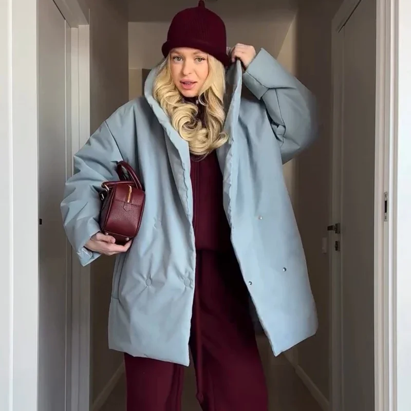 Casual Solid Loose Thicken Coat Women Lapel Full Sleeve Lace Up Single Breasted Female Coats Female 2026 Winter Lady Jacket