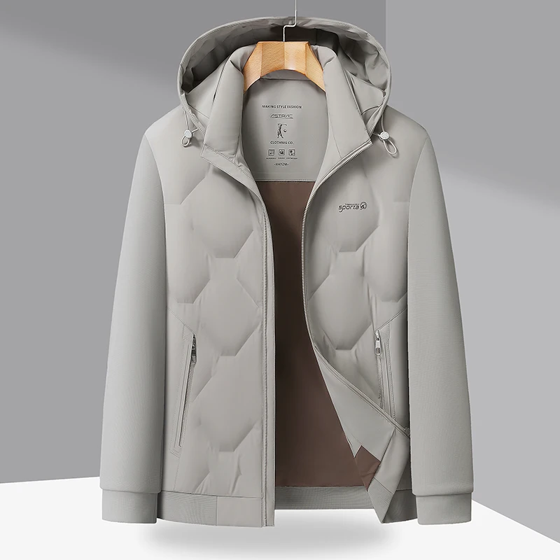 الشتاء الرجال الحرارية مقنعين معطف الأساسية الأبيض بطة نفخة السترات النبيذ الأحمر أسود رمادي خفيفة الوزن ملابس خارجية دافئة ملابس مريحة 2025 #2