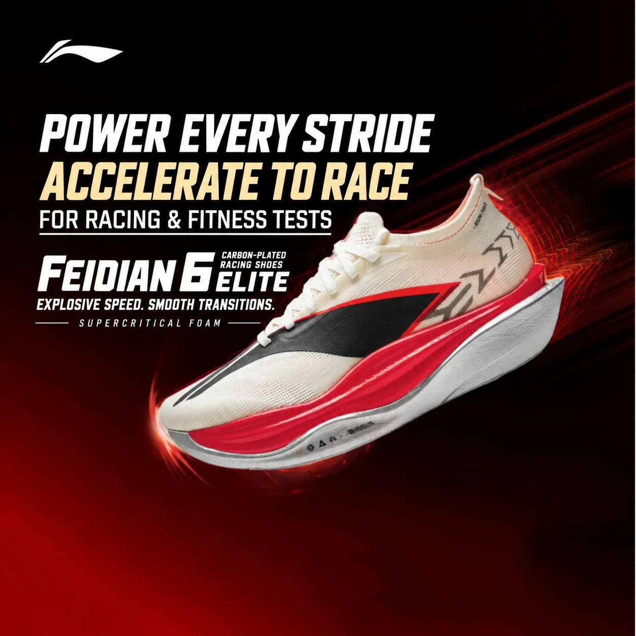 LI-NING Unisex FEIDIAN 6 ELITE Carbon Plate Running Shoe Lightweight Breathable Marathon Racing Sneaker Running Training ARMW001