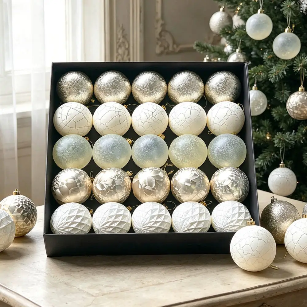 Elegant Crackle Christmas Baubles For For Aoshan Holiday Tree Hanging Pendants Vintage Plastic Decorative Ball Sets