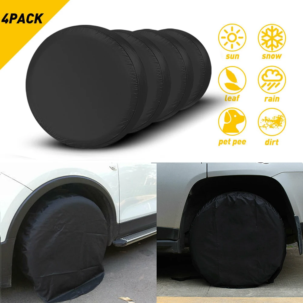 

4Pcs Waterproof Wheel Tire Covers Sun Protector For RV Truck Trailer SUV 30-32" Car Spare Tire Covers Case Wheel Storage Bags