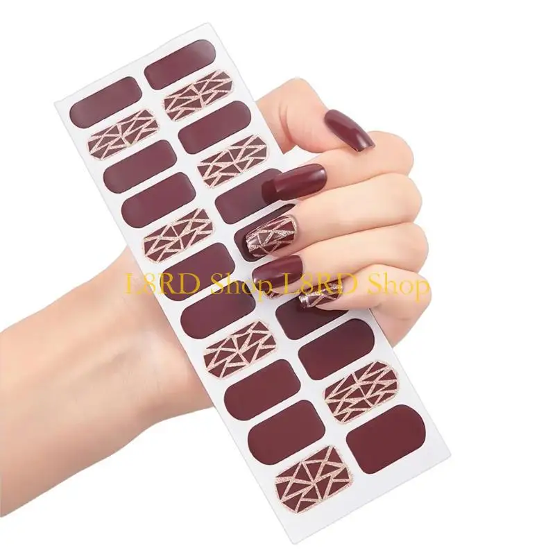 L8RD Semi Cured Gels Nails Polish Strips Adhesive Full Wrap Gels Nails Art Stickers