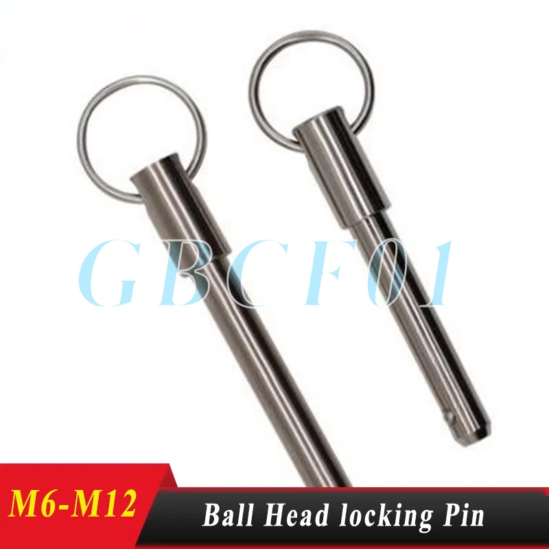 Ball Lock Pin-Single Ball Quick Release Detent Pin,Ball Head Locking Safety Pin,Steel Ball Safety Pin for Machinery M6 M12