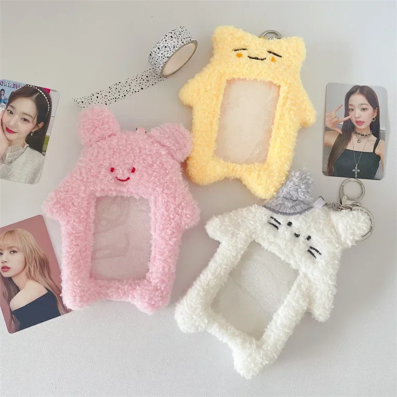 Coreano carino morbido peluche Photoes porta carte gatto coniglio idolo custodia protettiva per studenti custodia per carte d\'identità con