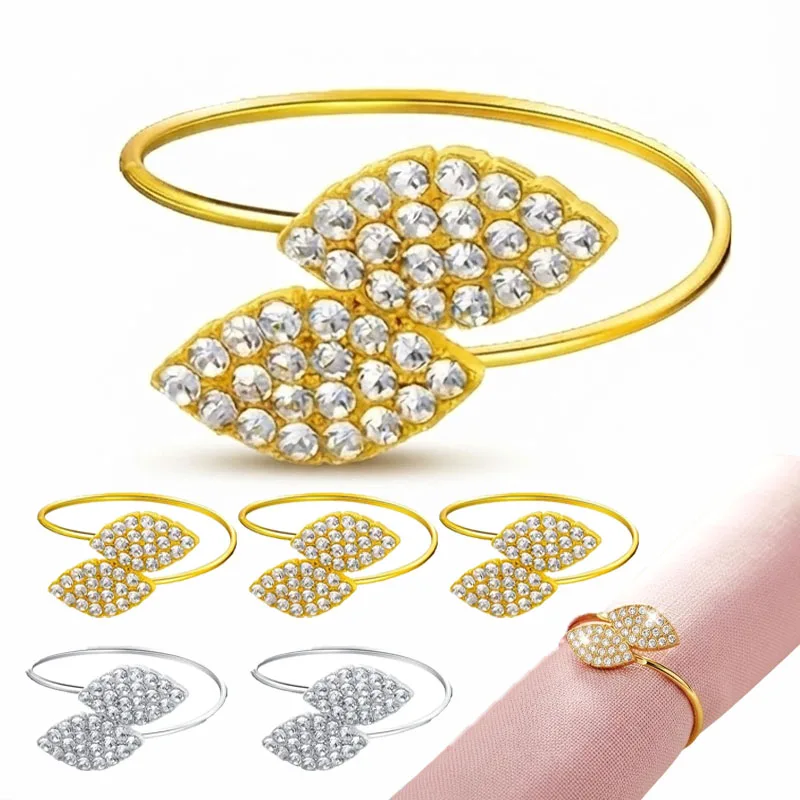 1-20PCS Two Leaf Clover Shaped Napkin Rings DIY Craft Elegant Metal for Wedding Dinner Party Thanksgiving Christmas Table Decor
