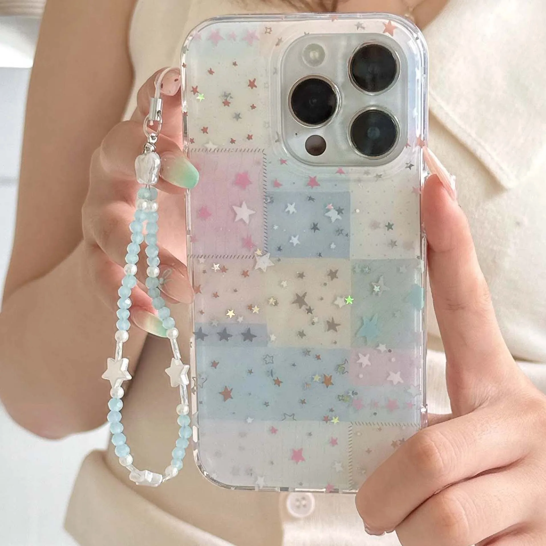 Ins brillo estrellas brillantes imd shell pulsera contraportada para iphone 15 13 pro max 14 16 promax funda de teléfono de dibujos animados conque