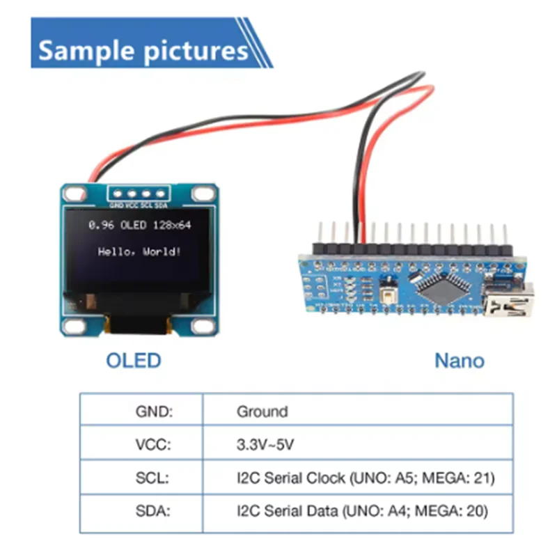 الأصلي 0.96 بوصة oled IIC المسلسل الأبيض OLED وحدة عرض 128X64 I2C SSD1306 12864 شاشة LCD مجلس لاردوينو