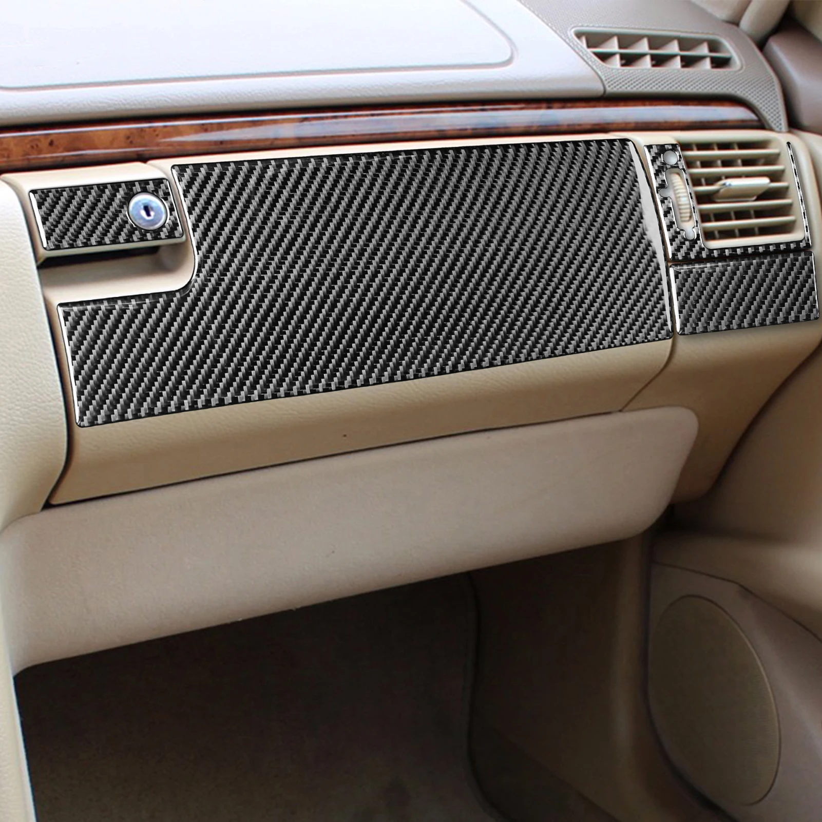 Carbon Fiber Car Interior Accessories Center Console Dashboard Gear Full Set Tuning Stickers For Mercedes W210 E Class 1996-2002