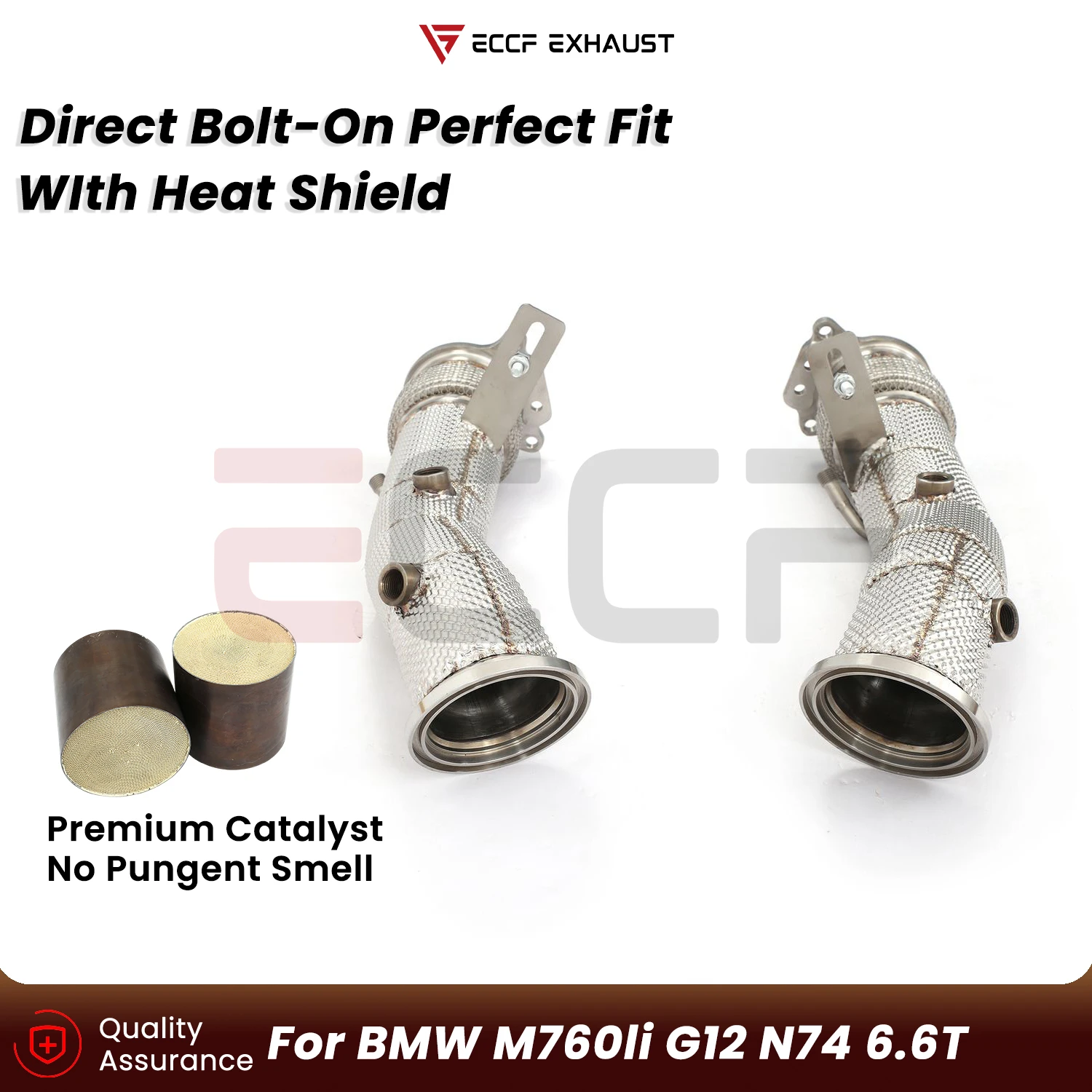 

Sporty Downpipe With Heat Shield For BMW M760li G12 2020+ N74 6.6T Aggressive Exhaust Sound Plug and Play Performance Upgrade