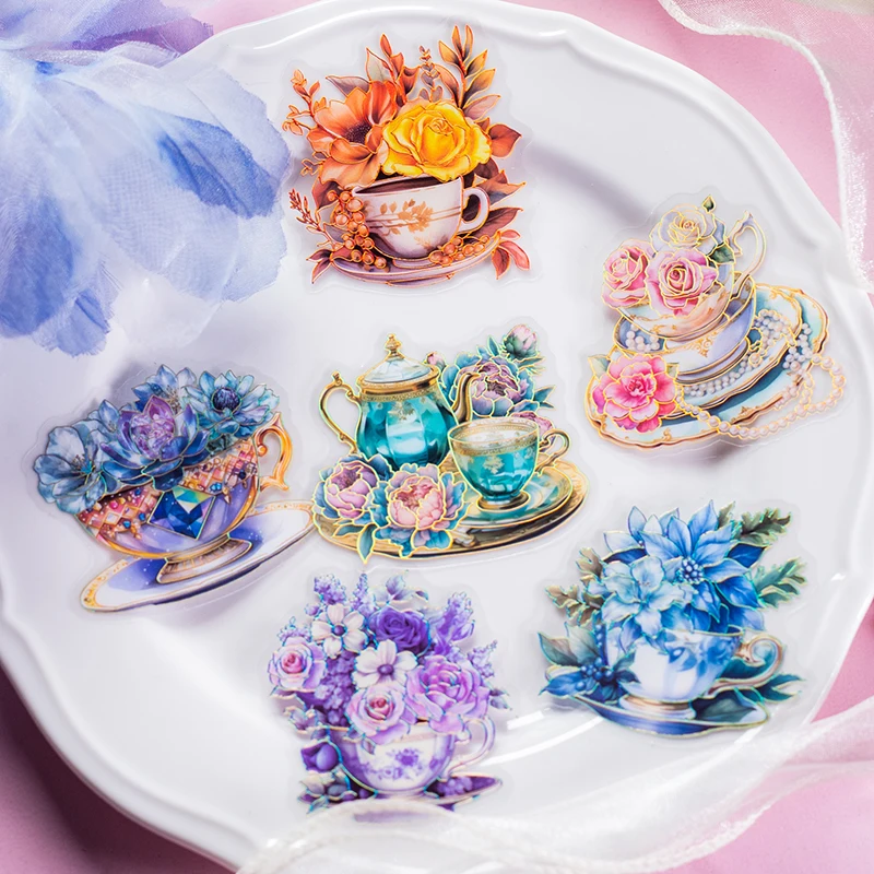 

20 pcs INS Laser PET Flowers Stickers aesthetic Diary Album Scrapbooking material DIY Hand Account Creativity Diy Sticker