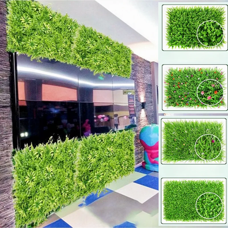 Artificial Green Wall Landscape Plant Panel Garden Balcony Restaurant Hotel Aquarium Hanging Grass Wall Panel Decoration 40x60cm