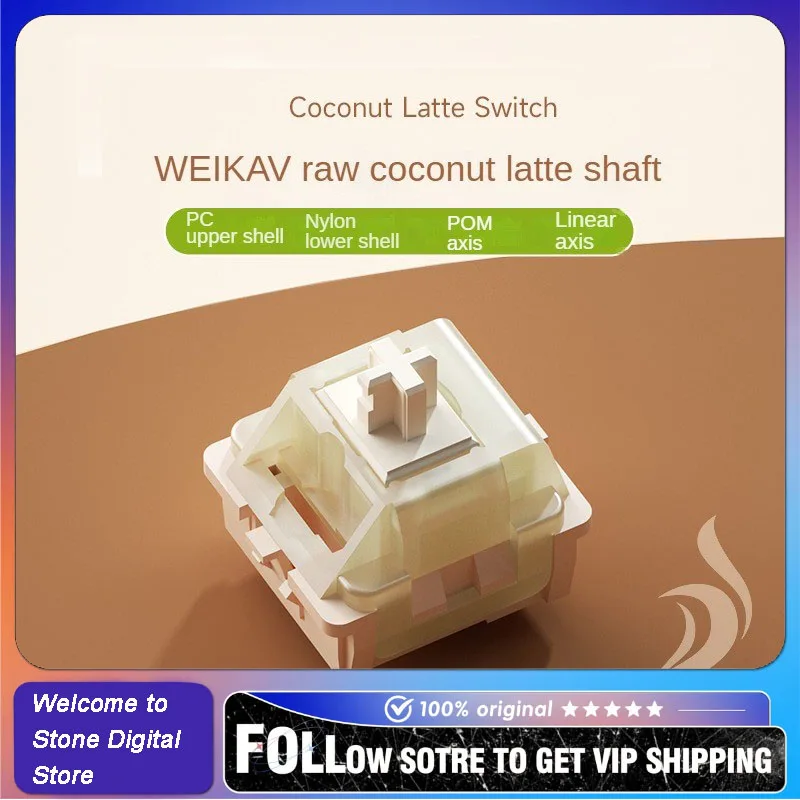 weikav coconut latte switch personalizado mahjong som eixo linear teclado mecanico eixo hifi sensacao sedosa e suave keycaps 01