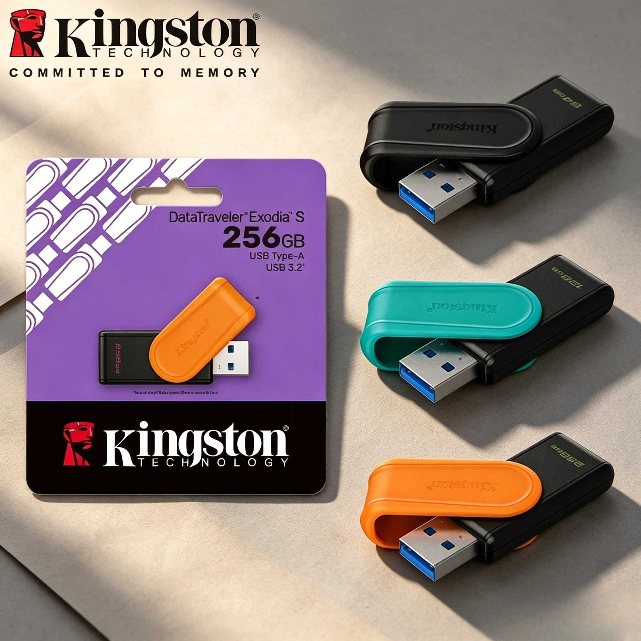 Kingston DataTraveler Exodia  USB Flash Drive 64GB 128GB 256GB 512G USB 3.2 Gen 1 Pen Drive Black DTXS Flash Drive for Computer