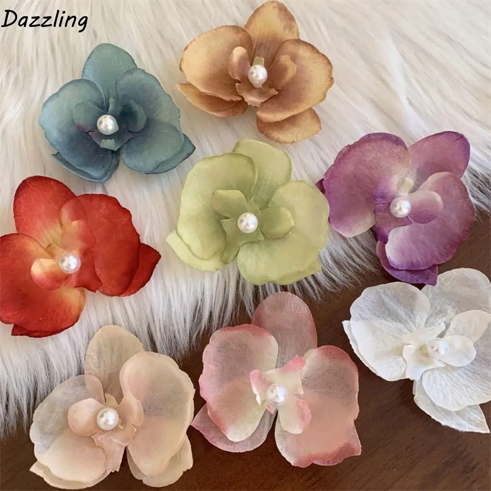 

Cloth Butterfly Flower Hair Clip Pearl Butterfly Orchid Orchid Flower Hairpin Headdress Duckbill Clip Girl Hair Clip Beach