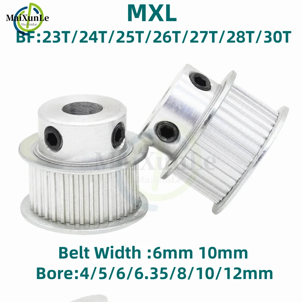 

MXL BF-type 23T/24T/25T/26T/27T/28T/30T Teeth Timing Pulley, Bore 4/5/6/6.35/8/10/12mm For Bandwidth 6mm 10mm Synchronous Belt