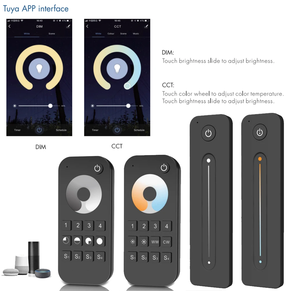 Dimmer a distanza senza fili WZ1 del commutatore di Dimmer di tocco di 2.4G RF per Alexa 2 IN 1 WW CW CCT Tuya Zigbee LED Dimmer Controller DC12V-36V