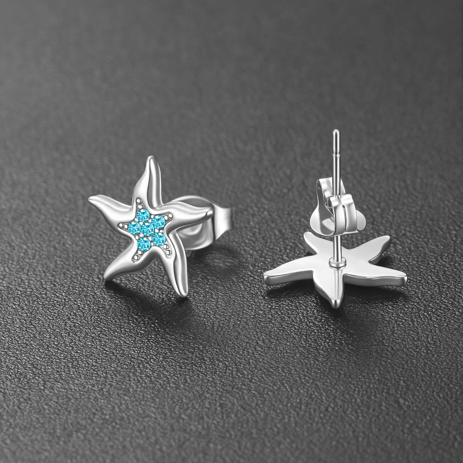 Eueavan 3D-Ohrringe mit Strasssteinen in Form von Seesternen, im Ozean-Stil, mit aufgesetzten Kristallen, Schmuck aus Edelstahl für Damen, Geschenk, Großhandel. – Detail 2