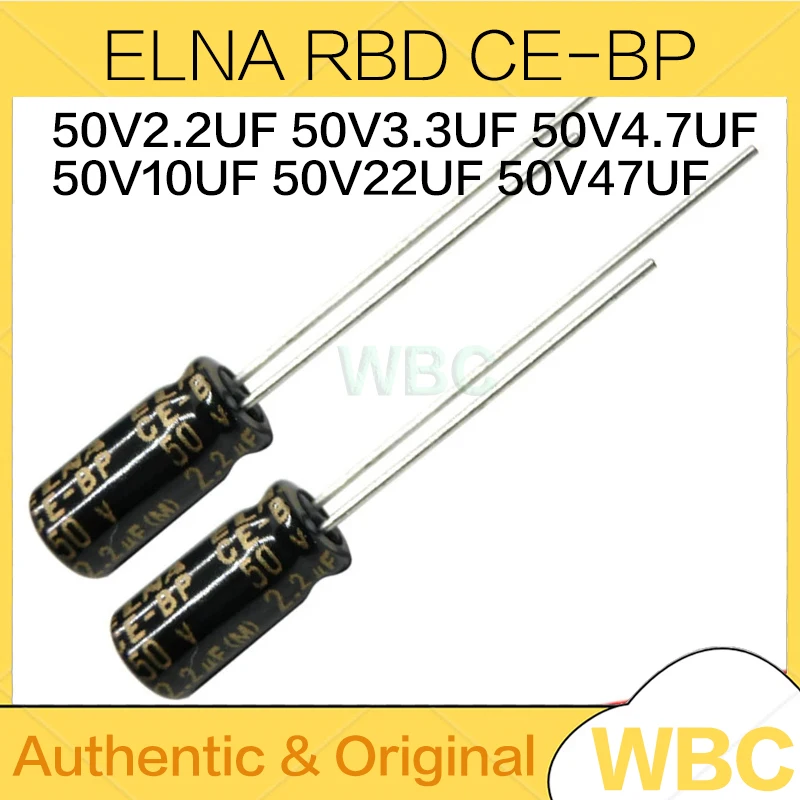 ELNA RBD CE-BP Series50V2.2UF 50V3.3UF 50V4.7UF 50V10UF 50V22UF 50V47UF Non Polar Nonpolar Bipolar HiFi Audio Capacitor 2.2UF50V