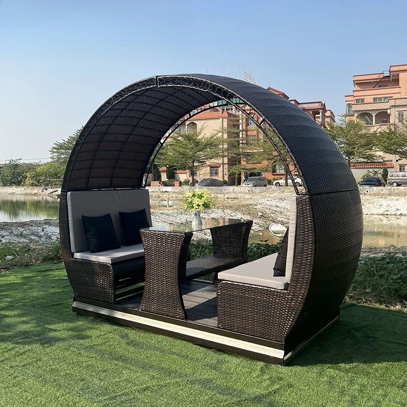 Outdoor four-person power rocking chair, courtyard autumn thousand-person leisure chair, outdoor garden, swing rattan slide