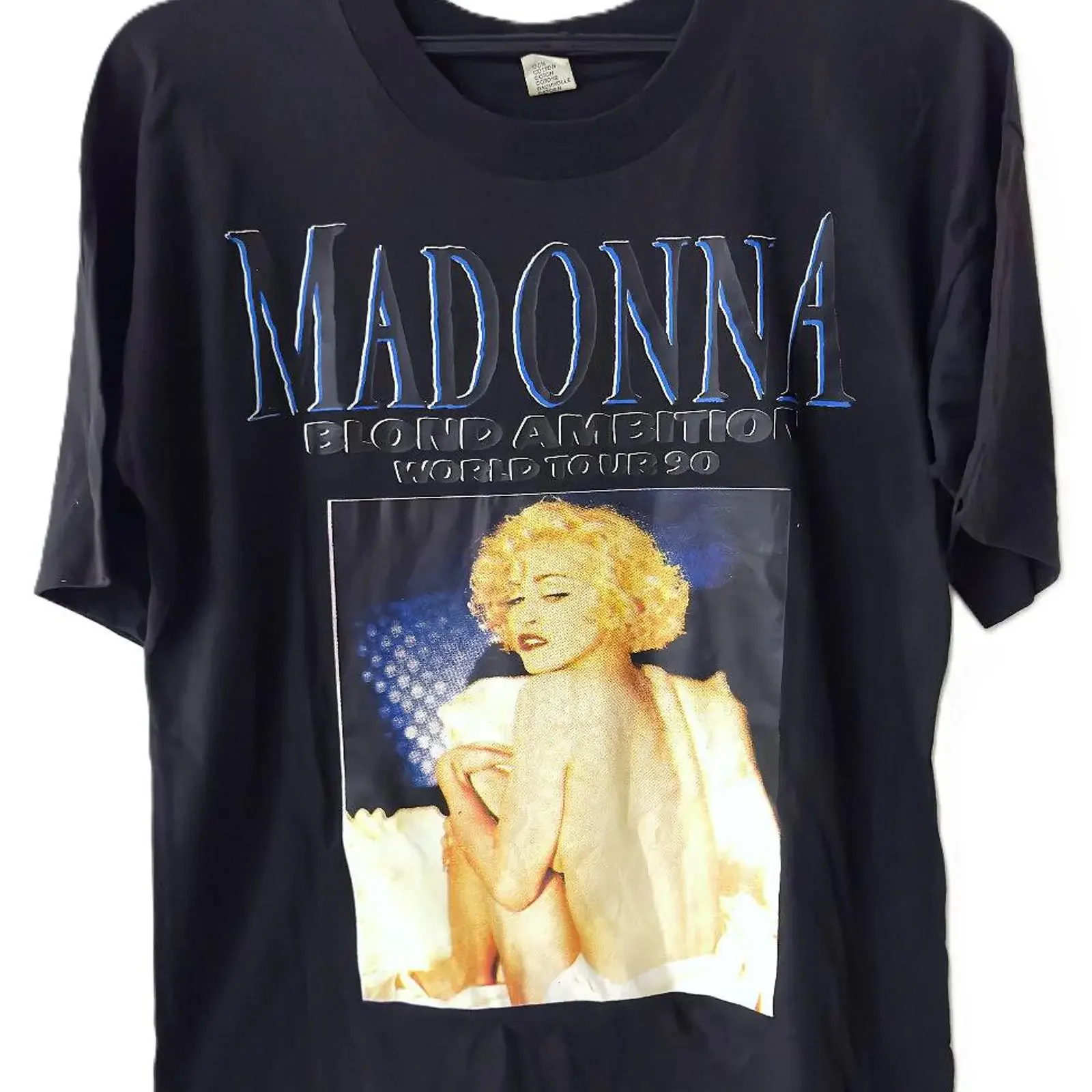 T-shirt vintage des années 90, 1990, MADONNA BLONDE AMBITION, diva pop rock, t-shirt promotionnel du concert, t-shirt vintage lavé pour un usage quotidien, tendance