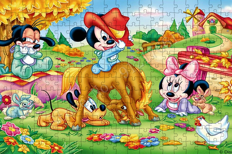 Romantic Disney Mickey Jigsaw Puzzle Cartoon Art Donald Duck and Minnie Fashion Paper Puzzles 1000 Pieces for Adult Crafts Decor