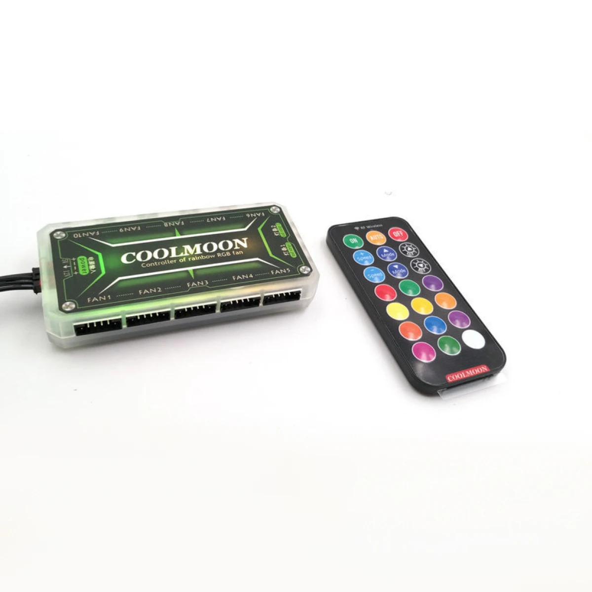 RGB Remote Controller DC12V 10A LED Color Intelligent Fan Controller With 10Pcs 6Pin Fan Port 2Pcs 4Pin Light Bar Ports 360 Mode