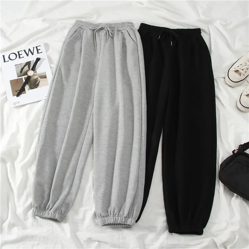 Gray Women Sweatpants Autumn New Baggy Fashion Oversize Sports Pants Black Winter Thick Joggers Streetwear Trousers