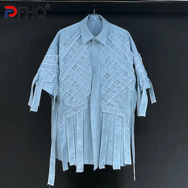 

PFHQ American Vintage Workwear Short Sleeved Shirt Versatile Summer Loose Fitting 2024 Solid Color Male Tops Fashion 21Z5130