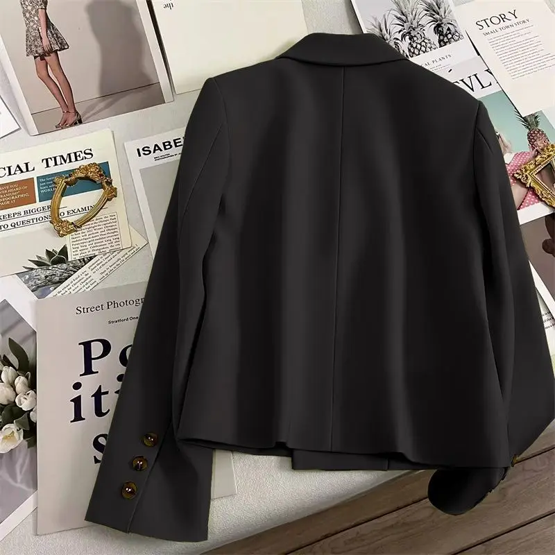 Spring Fashion New Women's Elegant Suit Jacket with A Short Collar and Long Sleeves Versatile Design High Street Jacket