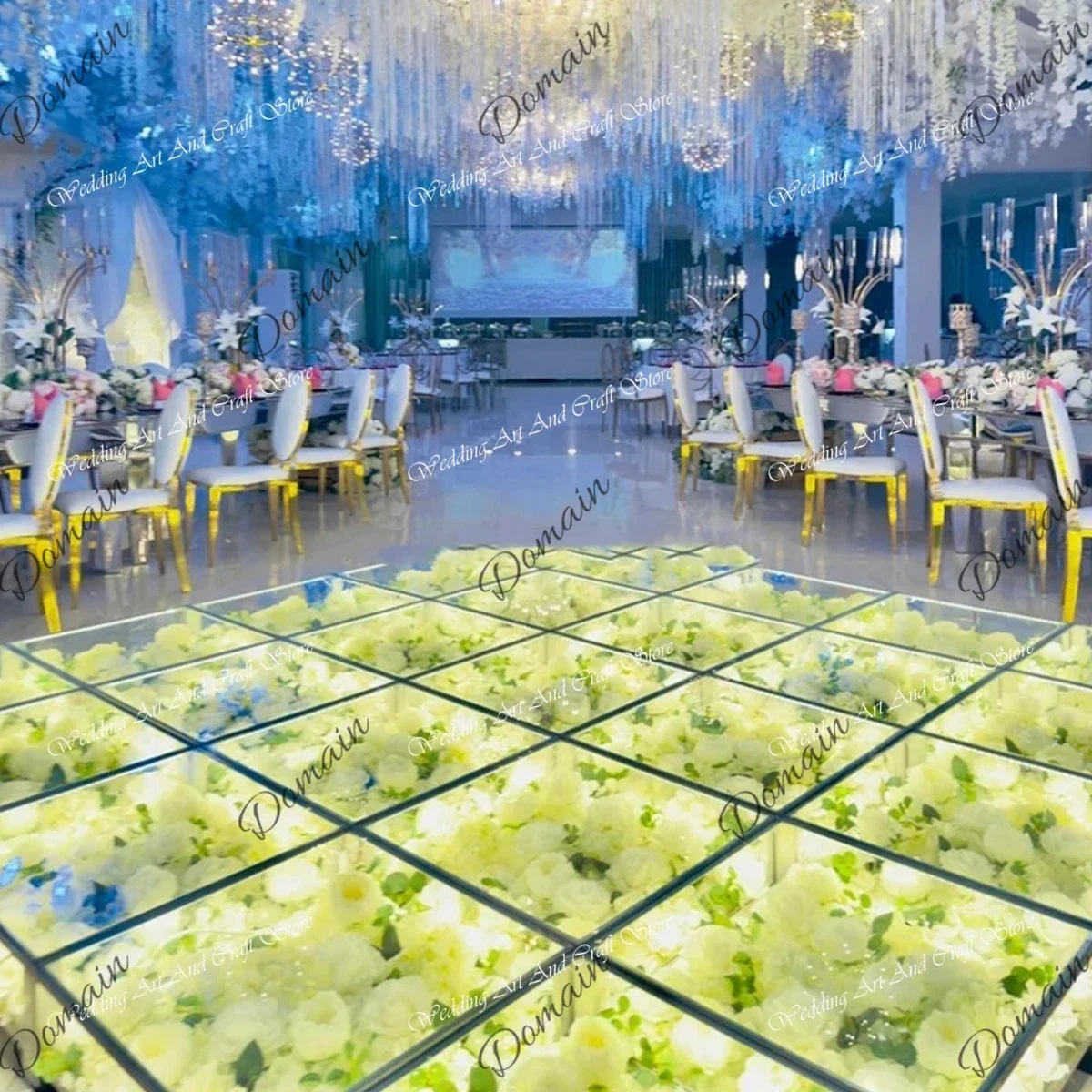 UAZ 10pcs）Weding Decor Party Dance Floor Stage Square Tempered not  Glass Stage Platform Led Transparent Plexiglass not Glass St