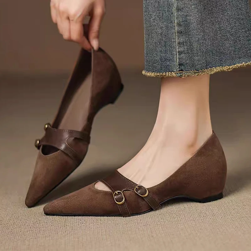 

Сексуальная женская обувь с острым носком, лоферы на плоской подошве, летние сандалии, мода 2025, офисное кожаное платье Hoes, повседневное Zapatillas Mujer