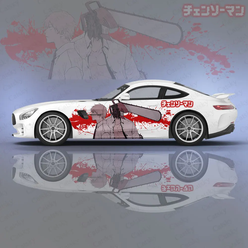 Chainsaw Man Anime Car Side Wrap Protect Stickers Car Decal Creative Sticker Car Body Appearance Modification Decorative Sticker