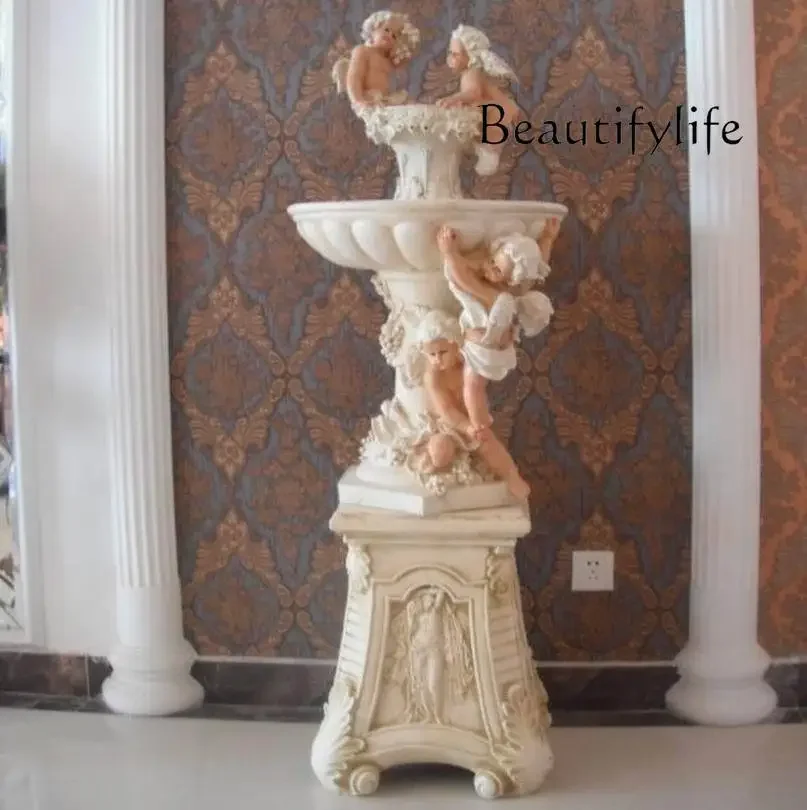 X40 European Sculpture Modern Home Hall Decoration Ornament Multi-layer Running Water Fountain Water Feature Handicraft Courtyar