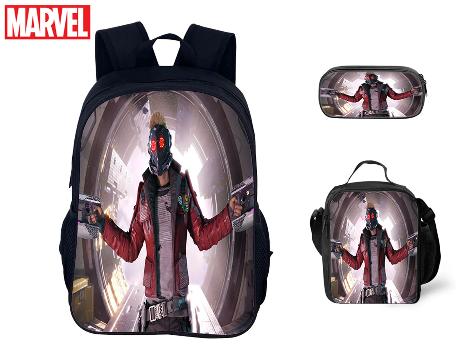 

Marvel Guardians of the Galaxy Classic Fashion Backpack+Reusable Lunch Bag+Pencil Box 3Pcs Set,Student Daily Use School Bookbag
