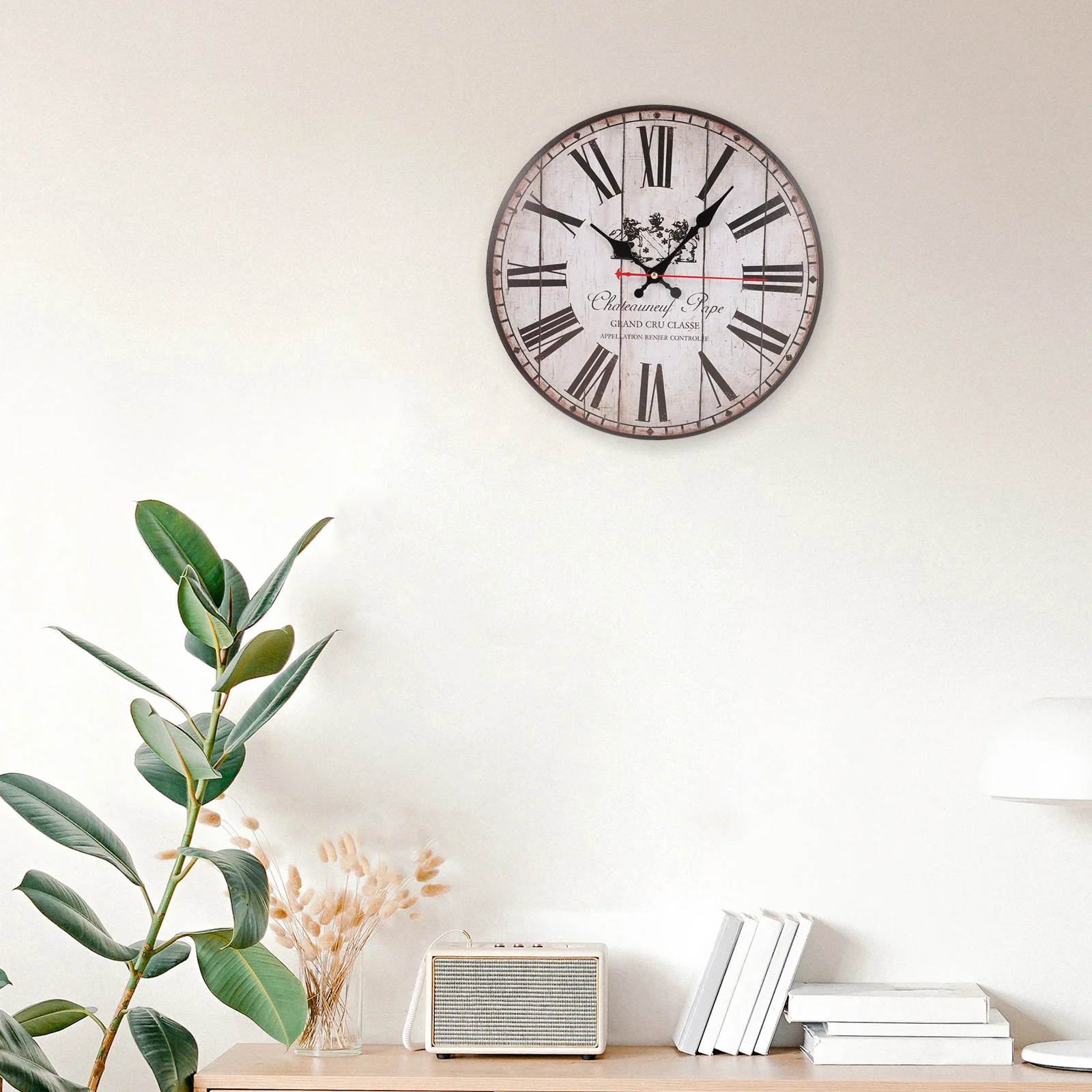 

Round Wall Clock Modern Frameless Design Silent Non-Ticking Movement Wood Plastic Material for Living Room Bedroom Cafe Decor