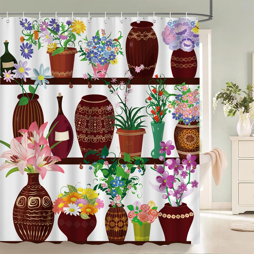 

Flowers shower curtain waterproof cloth bathroom partition curtain bathroom water-blocking partition decorative curtain