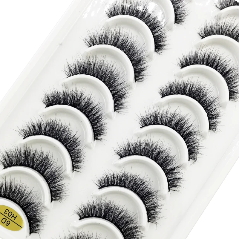 HBZGTLAD False Eyelashes 10pairs Eyelashes 6D Mink Lashes Faux Mink Fluffy Lash Soft Full Thick Wispy Makeup Eyelashes Extension