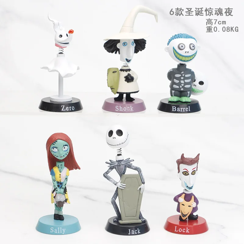 6 Pcs The Nightmare Before Christmas Sally Skellington Jack Action Figure Halloween Decoration Toy PVC Model Vinyl Figurine Gift