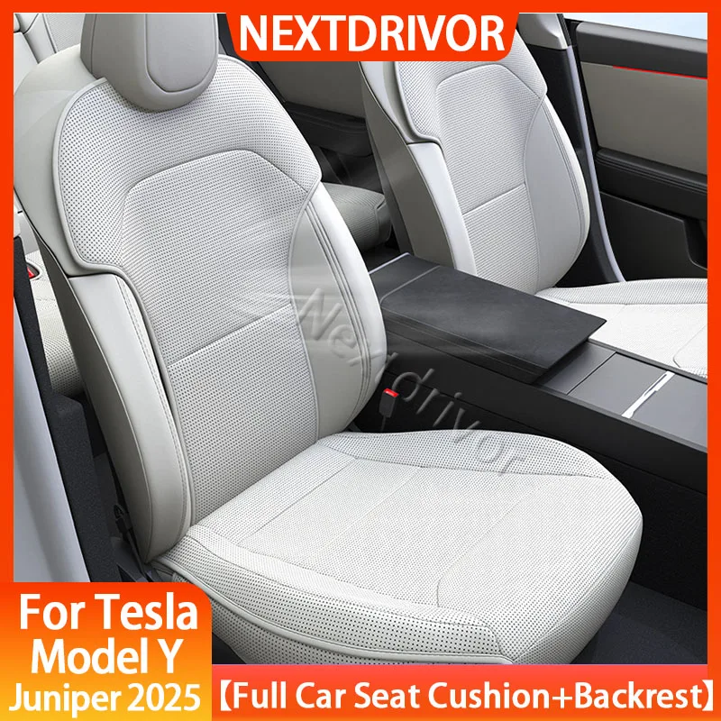 

For Tesla Model Y 2025 2026 Juniper Seat Covers Full Set Ventilation Leather Seat Cushion Pad Breathable Interior Accessories