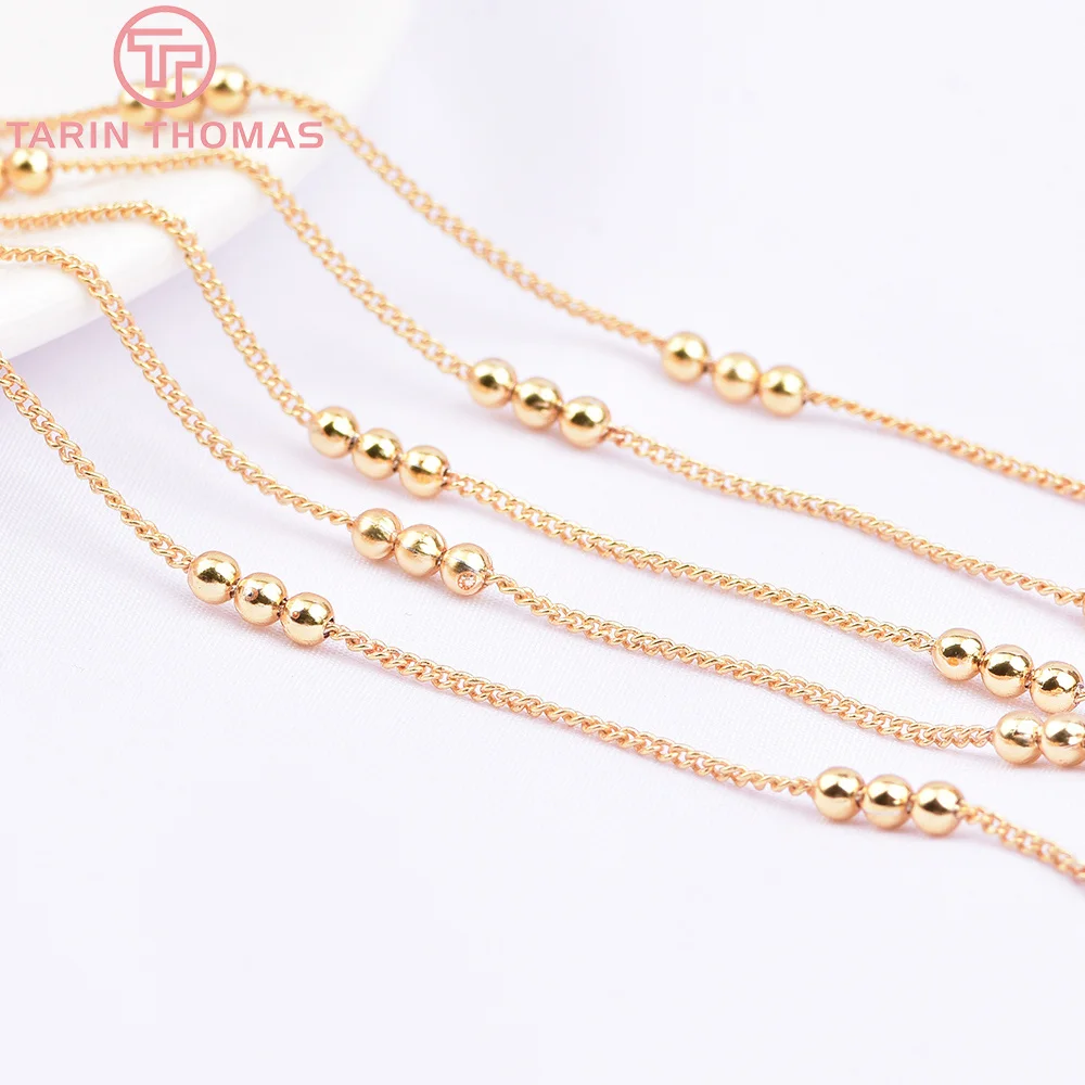 

(6813) 2Meters Chain Beads 3MM 24K Gold Color Brass Chains for Necklace Bracelet High Quality Diy Jewelry Findings Accessories