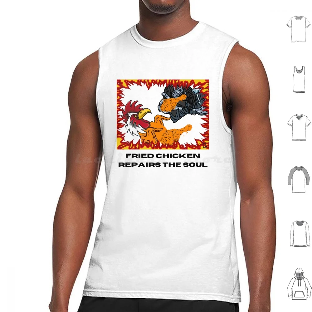 Fried Chicken Repairs The Soul Zombie Tank Tops Print Cotton Zombie Fried Chicken Dark Humor Jontyco Chicken Crispy Hell