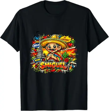 Smiguel Mexikanisches Sombrero T-Shirt Y2k Humor Lebendige Kunst Lustiges Mexikanisches Kultur-Mashup T-Shirt Niedliche Festival-Partykleidung Neuartiges Geschenk – Detail 8