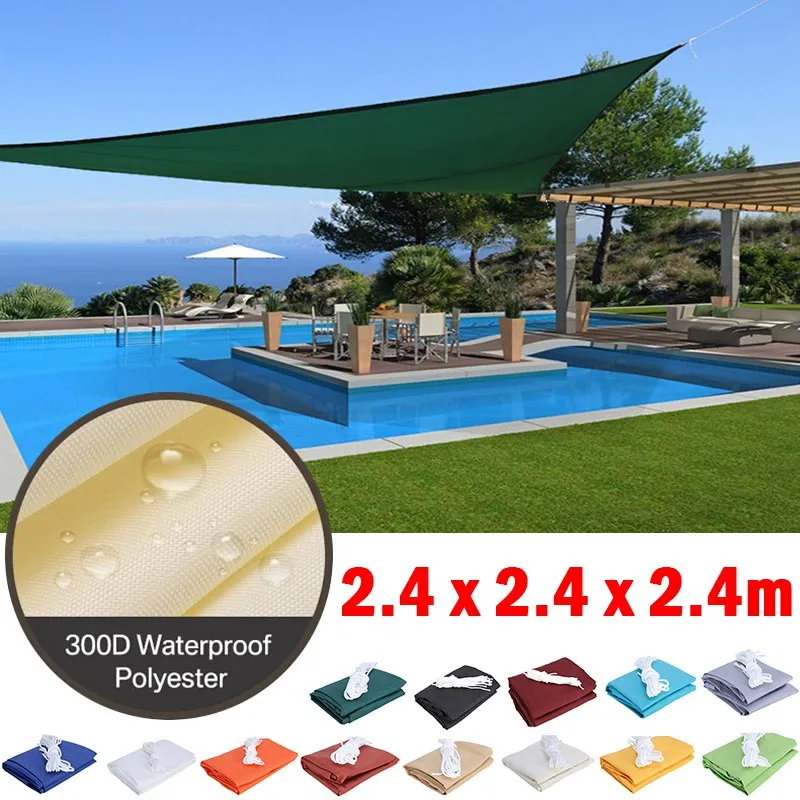 

2.4x2.4x2.4m Triangle Waterproof Sun Shade Sail Outdoor Beach Camping Awning Garden Terrace Pool Sun Canopy Car Sunshade Cloth