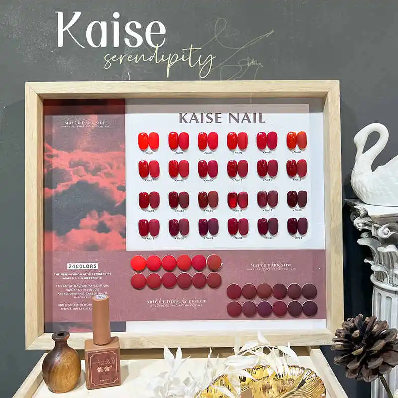 KAISE Non corrispondente 24 colori Serie rossa Set di gel per unghie Nail salon 2024 Nuova vendita calda Gel UV non tossico Kit per nail art di moda all'ingrosso