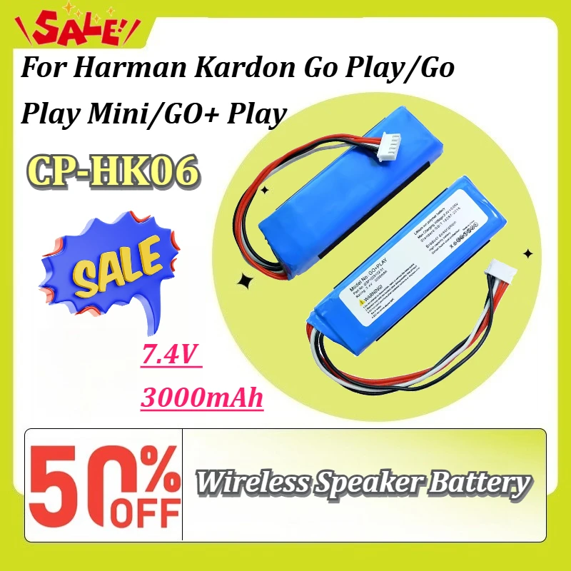 

High-Capacity 7.4V 3000mAh Li-ion Wireless Speaker Replacement Battery CP-HK06 for Harman Kardon Go Play/Go Play Mini/GO+ Play